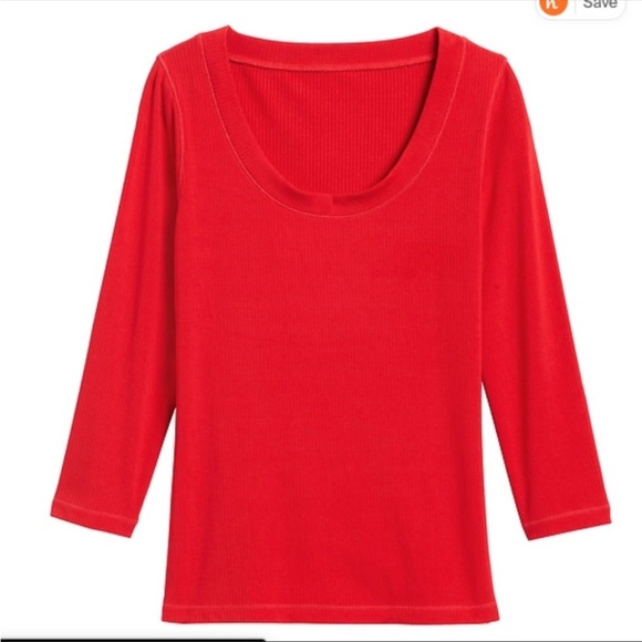 Banana Republic Red Ribbed 3/4 Sleeves Top Size Small - Picture 15 of 15